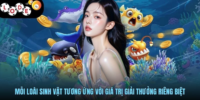Bắn Cá Xèng - Cùng LODE88 Đổi Triệu Xu Thưởng Mỗi Ngày 3 Mỗi loài sinh vật tương ứng với giá trị giải thưởng riêng biệt